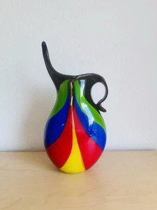 Farbenfrohe hochwertige Vintage Murano Castellani Vase Mundgeblasene Glaskunst - Bild 1 von 12