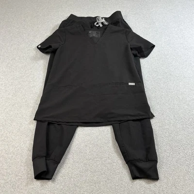 FIGS Scrub Set Womens Small Shirt Black Casma Top Zamora Jogger Pants Medium - Image 1 of 4