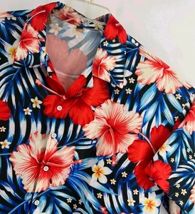 Hawaiihemd 4x Button Down Kurzarm Herren rot blau gelb Blumen - Bild 1 von 7