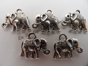 Set Di 5 Ciondoli Metallo Argento Forma Elefante - Creazione Gioielli Perline - Foto 1 di 1
