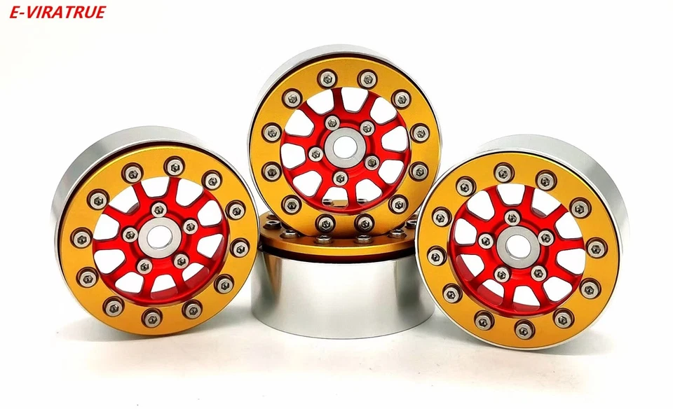 E-VIRATRUE 1.9''Aluminum Wheels Fit Proline tire For TRX4/TRX6/SCX10  Red (4pcs) - Image 1 of 1
