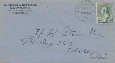 1889 Postal cover to Toledo Ohio,  hand cancel - Image 1 of 2