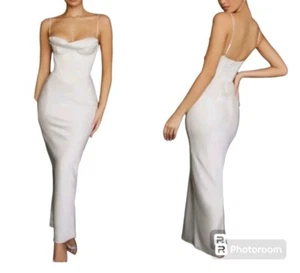 House of CB Charmaine Blanco Corsé Satinado Vestido Formal Talla X-Pequeño Tazas Talla Grande - Imagen 1 de 11