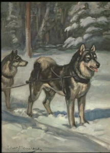 Husky siberiano: después de una pintura de Edwin Megargee: placa de libro auténtica 1953 - Imagen 1 de 1