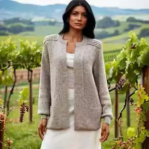 NWT Simply Natural Open Front Alpaca Cardigan Sweater Brown Pockets Size M/L - Picture 1 of 6