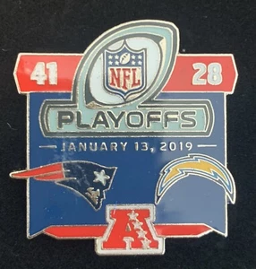 SUPER BOWL 53 PIN AFC PLAYOFFS SCORE LOS ANGELES CHARGERS NEW ENGLAND PATRIOTS - Picture 1 of 1