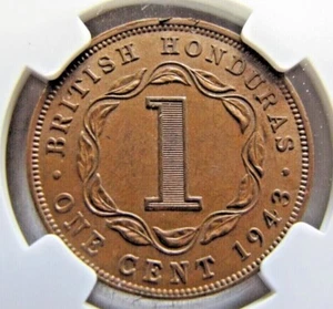 British Honduras KM21 One Cent 1943 NGC AU 58 BN.  Scarce grade ! - Picture 1 of 3