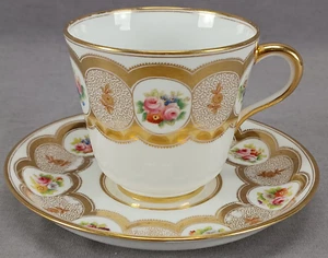 Brown Westhead Moore Pink Rose Floral & Gold Richelieu Shape Tea Cup & Saucer C - Picture 1 of 13