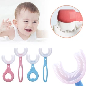 Kids Children Silicone U-shaped Toothbrush 360° Thorough Cleaning Teeth Brush US - Picture 1 of 14