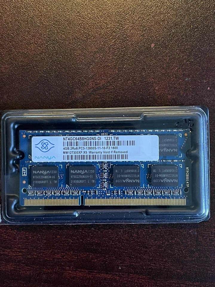 Nanya 4GB 2Rx8 DDR3 PC3-12800S SoDimm Memory Laptop Ram Card NT4GC64B8HG0NS-DI - Image 1 of 1