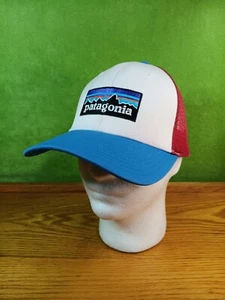 Patagonia Hat Cap Adult Red White Blue Mesh Snap Back Trucker Outdoors Hiking - Picture 1 of 12