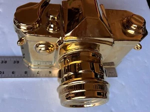 GOLD TONE CERAMIC VINTAGE FILM PHOTO CAMERA STUDIO DECOR. Collectible - Picture 1 of 2