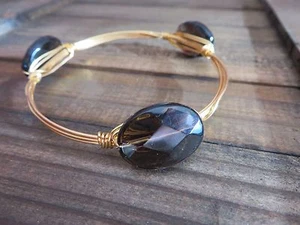 Made in USA Designer Inspired Bangle Bracelet with 24KT GP Wire Gemstones $79 - Picture 1 of 5