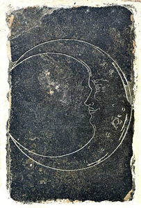 Luna Medievale su pietra nera - Medieval moon on black stone or Slate 13304 - Imagen 1 de 1