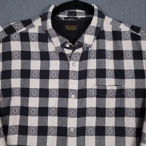 AllSaints Spitalfields Shirt Mens XL Plaid Bison Long Sleeve Button Up Flannel - Picture 1 of 11