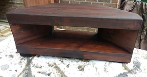 Unidad de TV de pino rústico esquina madera gruesa 110 cm soporte/gabinete - caoba oscura - Imagen 1 de 5
