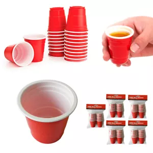 100 Mini Red Cups 2Oz Plastic Shot Glasses Jelly Drink Disposable Party - Picture 1 of 1
