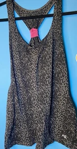 Avia Woman’s Gray Leopard Print Active Tank Top With Pink Bow In Back, M - Picture 1 of 3