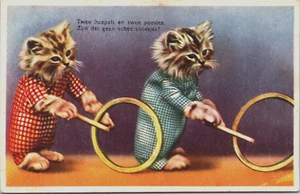 Postal vintage de gatos antropomórficos con aros B195 - Imagen 1 de 2