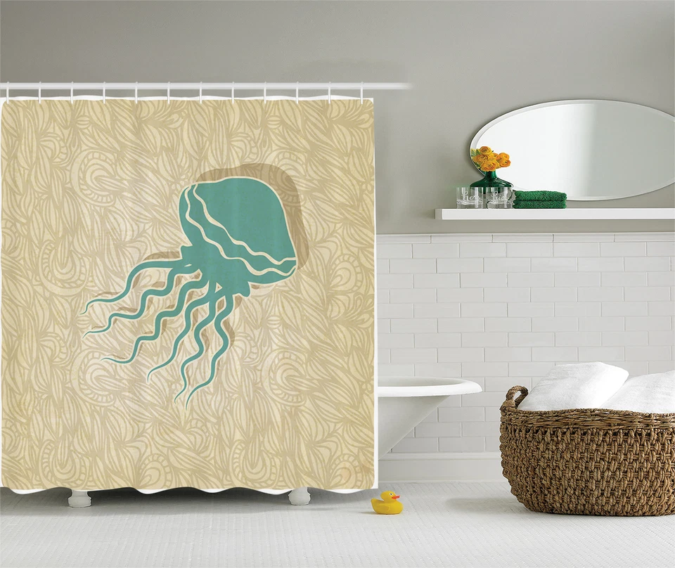 Medusas Náuticas Playa Verano Océano Tropical Abstracto ExtraLong Cortina de Ducha Foto 1 de 1