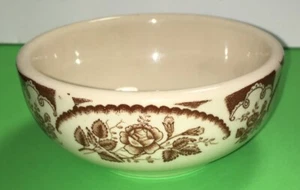 VTG McNICOL ROLOC CHINA 5” HEAVY BOWL ROSES DESIGN Restaurant Ware Brown~Beige - Picture 1 of 8