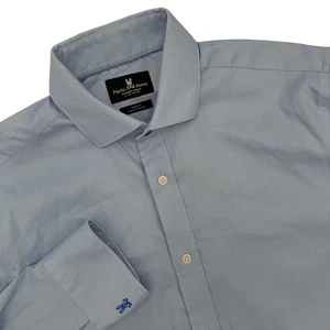 Camicia elegante Psycho Bunny vestibilità moderna elasticizzata non ferro blu chiaro 15,5 34/35 - Foto 1 di 8