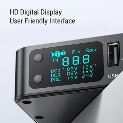 (US Plug)UPS Power Supply Digital 18000mAh POE15V 24V USB 5V 9V 12V Output TDW - Image 1 of 4
