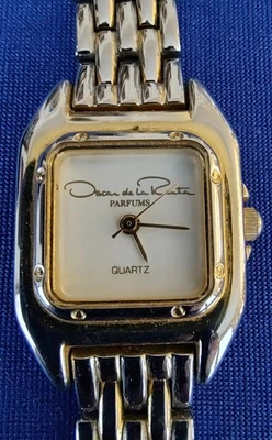 Vintage Oscar De La Renta Parfums Women Fashion Two Tone Square Quartz Watch - Image 1 of 3