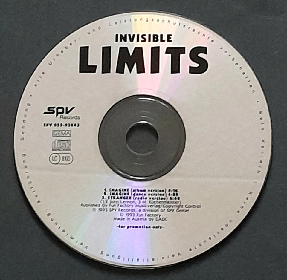 Invisible Limits-Imagine, CD-Promo-Single, 1993, Österreich - Bild 1 von 1