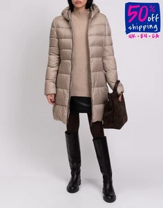 RRP€260 .12 PUNTODODICI Down Quilted Jacket IT48 US12 UK16 XXL Beige Hooded - Picture 1 of 10