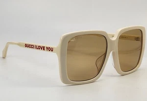Gucci GG0567SAN 006 occhiali da sole quadrati avorio lenti marrone chiaro-specchio - Foto 1 di 15