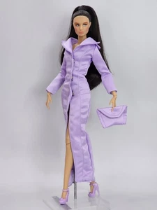 Purple Dress Outfit Gown Bag For Barbie Silkstone Fashion Royalty Xian FR Mizi - Picture 1 of 24