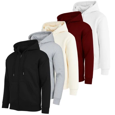 Mens Fleece Lined Zip-Up Hoodie Colors Activewear Fashion Warm NEW (S-2XL) - Image 1 of 2