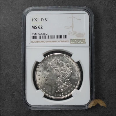 1921-D Morgan Silver Dollar $1 NGC MS62 - Denver - Image 1 of 2