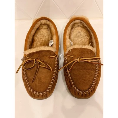 Zapatillas de mocasín LL Bean para hombre 9 medianas de gamuza marrón forradas de piel de oveja Foto 1 de 4