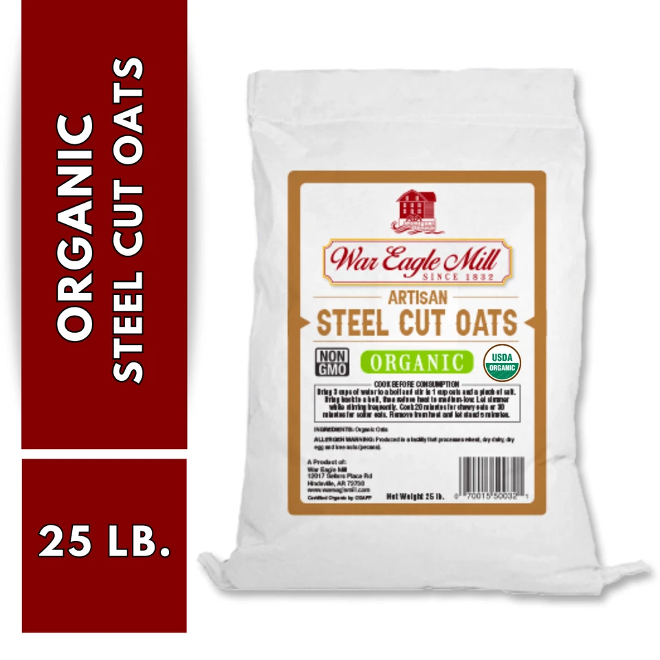 War Eagle Mill Organic Steel Cut Oats, 25 lb bag