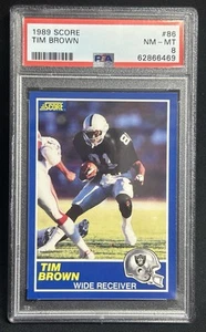 1989 Score Tim Brown Rookie Raiders RC PSA 8 #86 NR - Picture 1 of 3