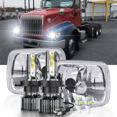 Pair Fit Ford F600/700/800 FT900 F 100 5x7 7x6" LED Headlights Hi/Lo Sealed Beam - Image 1 of 4