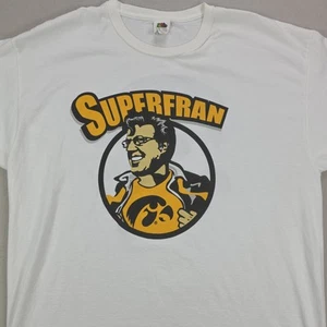 Iowa Hawkeyes Superfran Fran McCaffery Shirt Mens XL White Graphic Ncaa Big Logo - Picture 1 of 12