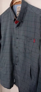 RSLVT FLANNELS Blue Plaid  Mens Shirt Large L/S Slit Pockets Button Front - Picture 1 of 6