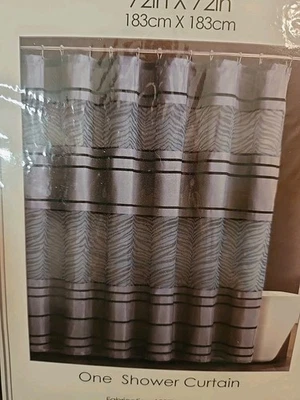 黑色浴帘 72x72 英寸美丽条纹动物条纹织物猎豹 — 第 1/4 张图片