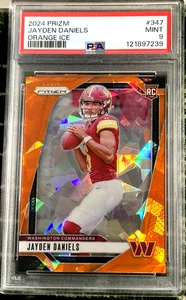 2024 PRIZM ORANGE ICE RC PSA 9 JAYDEN DANIELS #347 - Picture 1 of 2