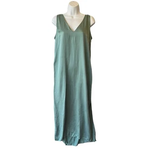 Reformation Lian midi tank dress 100% Silk M Green Side slit V-neck Sleeveless - Picture 1 of 7