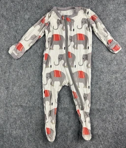 KICKEE PANTS Gray Indian Elephant Footed Romper Sleeper Bamboo Size 3-6 Months - Picture 1 of 8