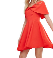 One Shoulder Folded Bardot Mini Prom Dress Red Size UK 10 rrp £45 DH190 ii 11