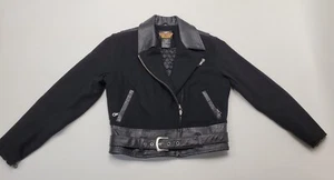 Official Harley Davidson Women’s Biker Jacket Small Cinched Waist Black Leather  - Picture 1 of 24