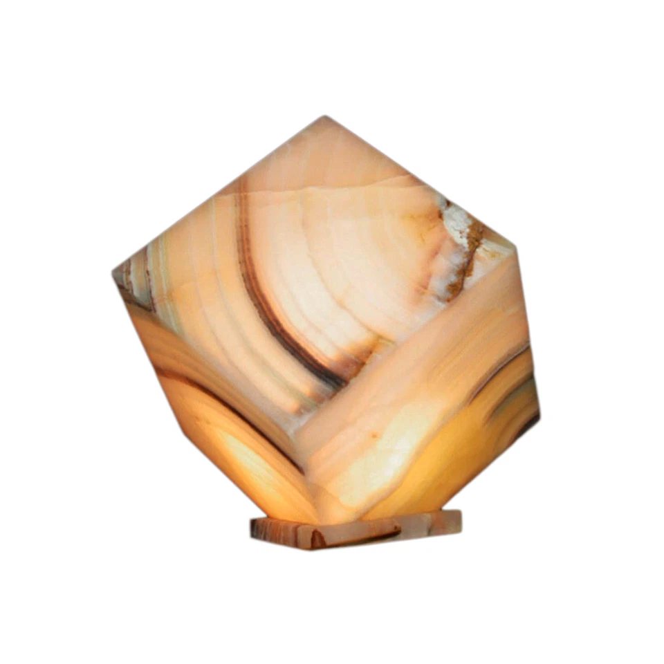 Lampe En Cube En Onyx Vert Green Italian Onyx Cube Lamp Art Design 25x25cm - Photo 1/1