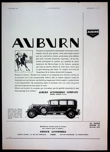 Anuncio de coche de automóvil French Auburn 1930 salón blanco y negro - Imagen 1 de 2