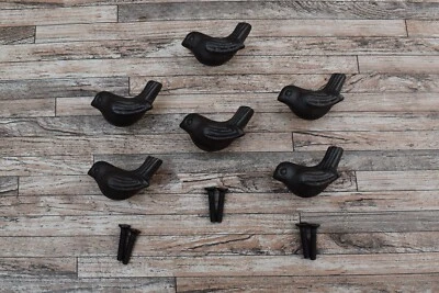 6pc Vintage Cast Iron Knobs SPARROW Shape Drawer Cabinet Door Pulls Knobs Handle - Image 1 of 4