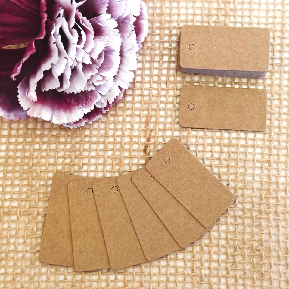 MARKENLOS Kraftpapier Anhänger 2x4cm braun Geschenkanhänger Etiketten Tags Deko Geschenke